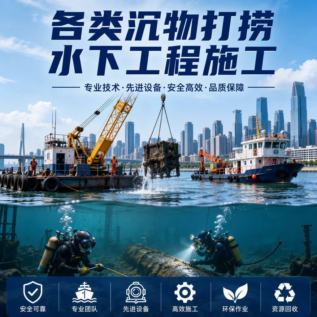 文昌各类沉物打捞，水下工程施工