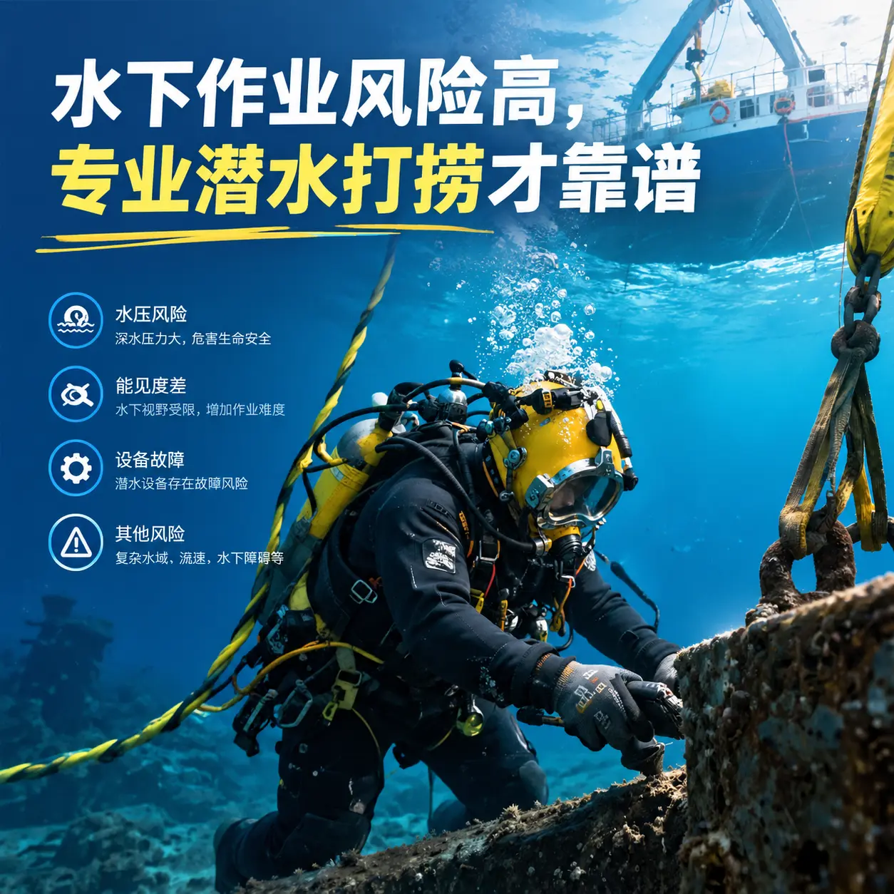 水下作业风险高，文昌专业潜水打捞才靠谱